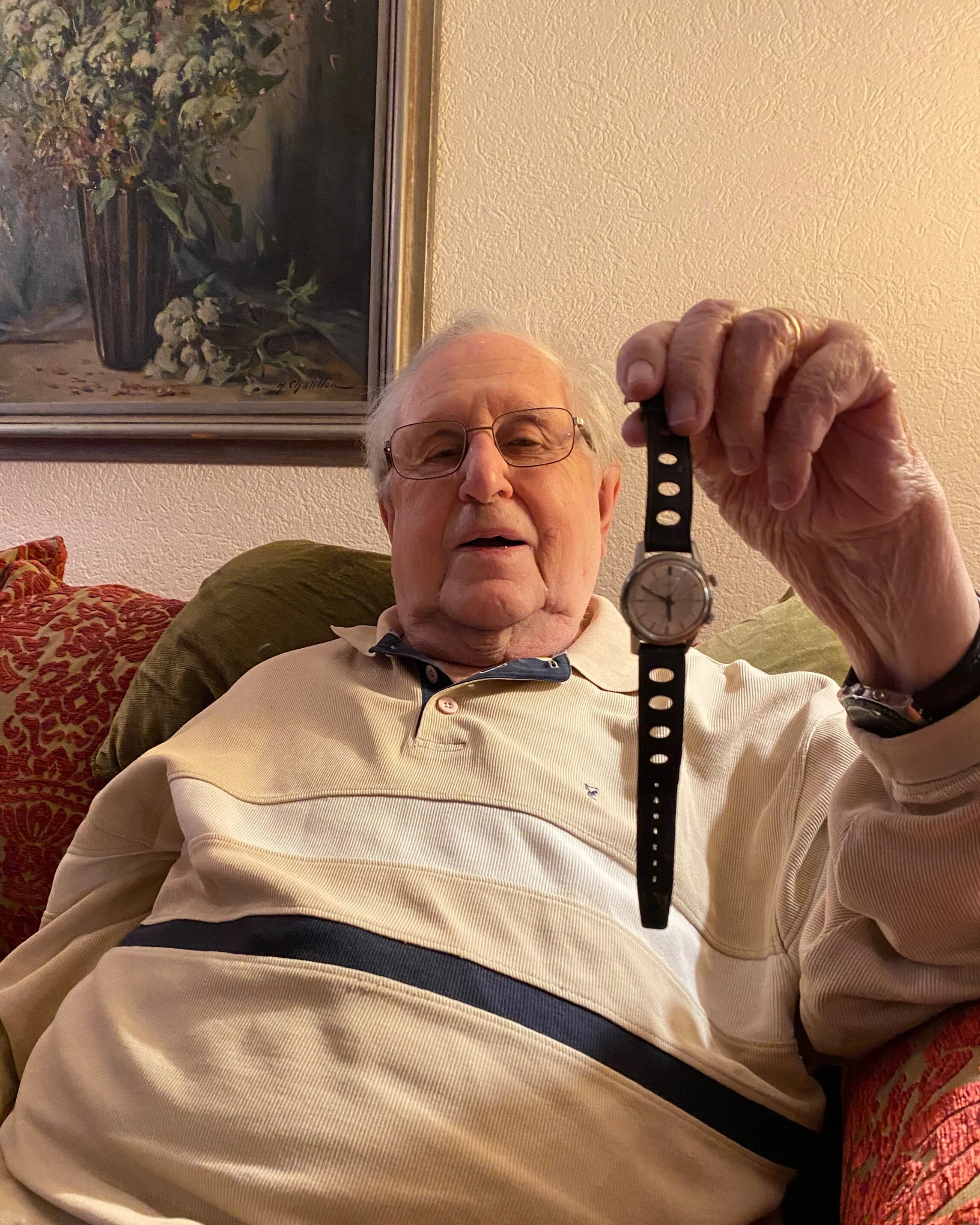 Boris Z. holding the Park-O-Phon he gifted, Geneva 2021